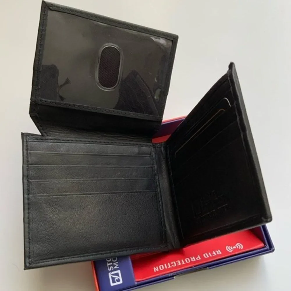 100% Genuine Top Grain Leather Wallet Stone Mountain Black